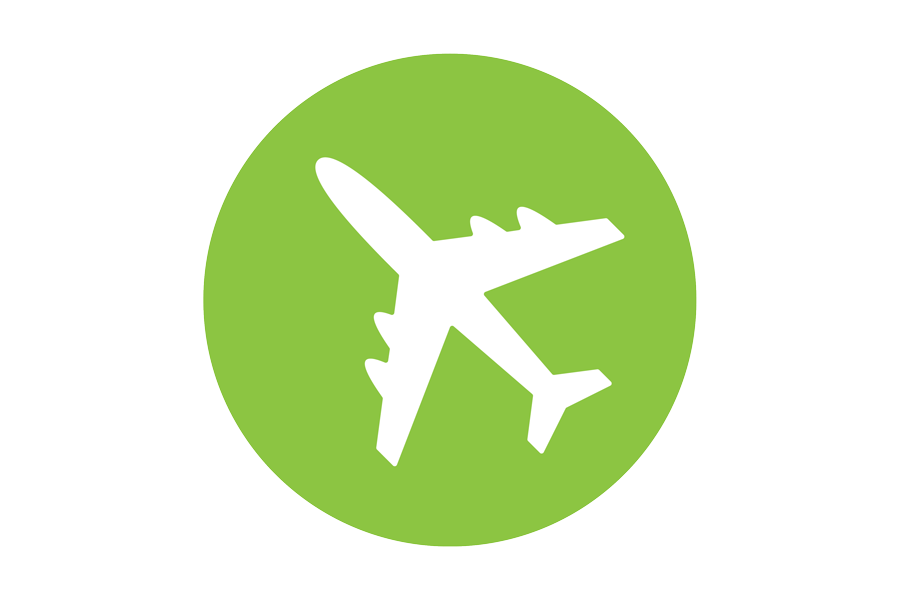 Image of an airplane on a green background