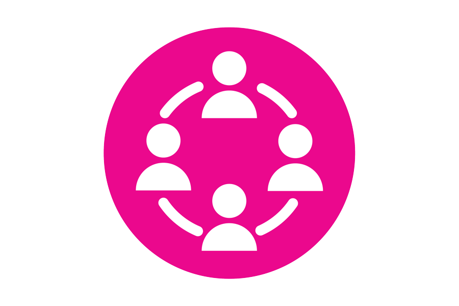 pink icon of people in a circle