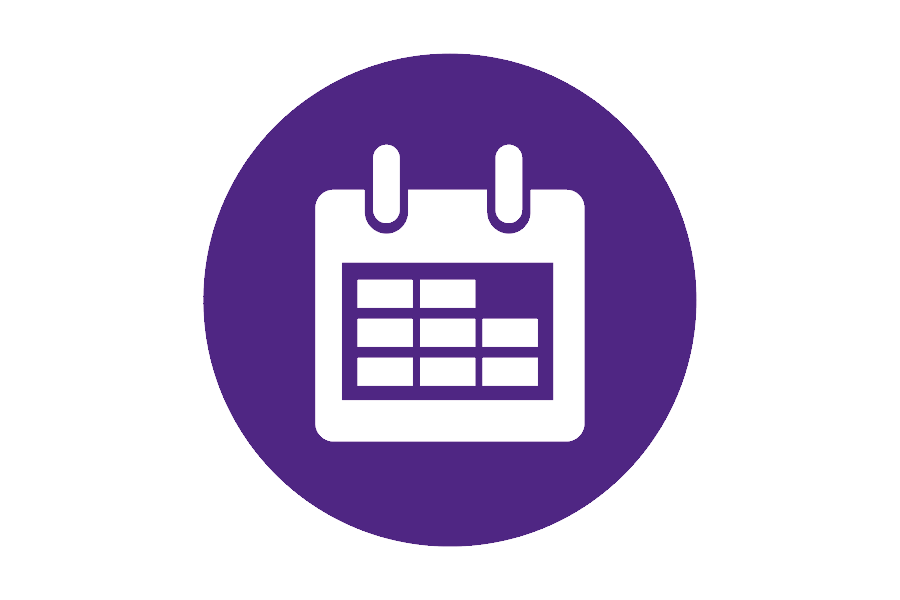 Purple icon of a calendar